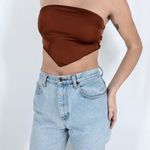 SheIn Women's Ladder Cut Faux Satin Strapless Crop Top Photo 3