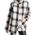 AQUA  Scarf Collar Coat in Black/White, Size XL NEW w/Tag Retail $178 Photo 0
