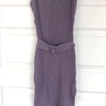 Rib Knit MIDI Dress W/self Belt Purple Photo 0