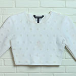 BCBGMAXAZRIA Women Small Off-White Aryen Textured Polka Dot Cropped Sweater FLAW Photo 0