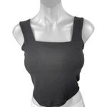 AQUA  Women's Black Rib Knit Sleeveless Square Neck Cami Camisole Crop Tank Top S Photo 0
