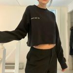 Brandy Melville Nancy ‘Uh Huh Honey’ Cropped Cut Off Sweatshirt Black One Size Photo 1