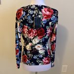 Leo Guy Navy Rose Floral Surplice Sweater Size 2 Photo 1