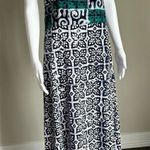 VTG Turquoise & Blue Batik Butterfly Print Maxi Dress Photo 0