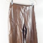 Abercrombie & Fitch Vegan Leather High Rise Pull On Flare Pants Brown Medium Photo 4