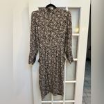 Maggy London Vintage Elegant Black & Tan Floral Button Down Midi Dress Size 12 Photo 2