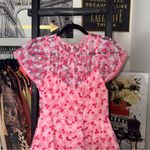 Monique Lhuillier ML  Gathered Embroidered Tulle Mini Dress Pink Floral Fit Flare Photo 4