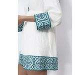 ZARA  Women's White Embroidered V-Neck Long Sleeve Boho Beach Mini Dress Size XS Photo 7