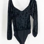 NWT Leyden Black Velvet Long Puff Sleeve Bodysuit Photo 0