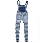 Manfinity Homme Men Cotton Distressed Skinny Leg Denim Overalls Photo 2