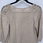 Charter Club Coastal Grandmother Top Womens PS Tan Luxury Linen Crochet Trim NEW Photo 7