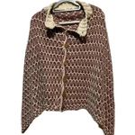 Simply Noelle Multicolor Crochet Chunky Knit Cape Poncho Sweater Button Collar Photo 2