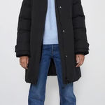 ZARA NWT  WOMEN'S WATER REPELLENT LONG PADDED PARKA BLACK SIZE XS Photo 0