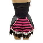 Black and Pink Vintage Corset Dress with Gold Skull and Ruffle Trim Photo 3