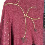 Sigrid Olsen  Sport Medium Petite Cardigan Sweater Beaded Metallic Green Red 1321 Photo 9