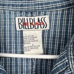 Bill Blass  VTG Denim Button Shirt Blue Striped Dress L Nautical Coastal Casual Photo 1