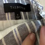 Talbots Linen Skirt Women's Size 8 Gray White Chevron Stripe Lined Photo 4