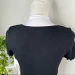 BP  Nordstrom Black Short Sleeve Henley Ribbed Crop Top NEW Size M Photo 7