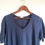 J Jill Womens Dresss Maxi Blue Floral Knit Pockets Shirt Sleeve Size Size M Photo 2