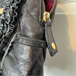 Betsey Johnson Vintage Genuine Leather black ruffle shoulder bag Photo 7