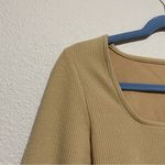 A New Day Tan Long Sleeved Ribbed Bodysuit Photo 5