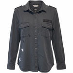 Rails  Kato Military Shirt Jacket Size Medium Charcoal Gray Stars Embroidered Photo 0