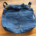 Denim shoulder Bag‎ with Wooden closure Blue Photo 1