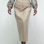 Vintage Deadstock Pure Wool Midi Skirt in Buff | Size M Tan Size M Photo 4