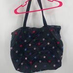 LeSportsac Bag Flower Embroidery Black Zipper Tote Lightweight Travel MultiColor Photo 1