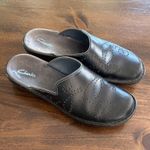 Clarks Artisan Mules Black Leather Wedge Slip On Comfort Shoes Women's Size 7.5 Photo 3