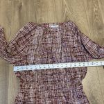 Prologue  Dress Womens Size Small Burgundy Printed 3/4 Sleeve Midi Cinched Waist Photo 4