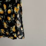 H&M Divided Black Midi Slip Skirt Lemon Print Buttons Closure Deep Slit on side Photo 2