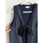 Entro  Navy Tweed Majesty Sleeveless Midi Dress Button Down Women's Size Small Photo 8