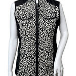 Chico's  Jacket Womens‎ Small Black White Cheetah Print Vest Casual Neutral Edgy Photo 0