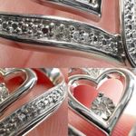 Diamond Double Heart Sterling Silver Box Chain Pendant Necklace Photo 12