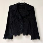 Teri Jon Rickie Freeman Embroidered Floral Knit Cardigan Black Women's Size 10 Photo 0