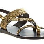 Ancient Greek Sandals Alethea Metallic Black Gold Photo 0