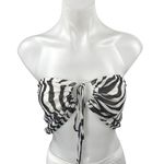 Princess Polly  Black White Striped Zebra Halter Bandeau Tube Crop Top Size 6 Photo 0