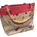 Liz Claiborne  Vintage Cloth Golf Theme Bamboo Tote Bag Photo 2
