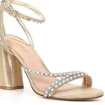 Antonio Melani Kameron Pearl Rhinestone Metallic Strap Block Heel Dress Sandals Photo 0