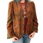 Katie Todd 70s Style Retro Ruffle Paisley Orange Blazer New Medium Photo 6