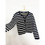J.Crew Emilie Sweater Lady Jacket in Black Ivory Stripe Knit Cardigan Medium Photo 10