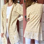 Vintage Bentley Gold Diamond Pattern Open Front Cardigan Sweater Womens Large XL Photo 1