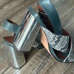 Rebecca Minkoff Pina Criss Cross Snakeskin Slingback Chunky Heels Photo 4