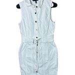 White House | Black Market White Denim Waist Belt Dress Size 4 Photo 0