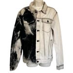 Cotton On Dystopia Bleached Cream And Black Denim Jacket | Size Large Photo 1