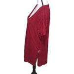 SheIn  Curve 3XL Red V-Neck Ribbed Short Sleeve Top stripe Slits  Photo 3