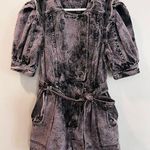 Ulla Johnson  Purple Carmine Acid Denim Romper In Lilac Puff Sleeve Size 6 Photo 3