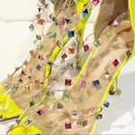 Bella Marie  Size 10 Yellow Clear Strappy Studded Stiletto Heels Photo 4