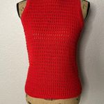 Madewell NWT Crochet Knit Crewneck Sweater Tank Red Size S Grandma Fitted Retro Photo 0